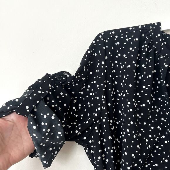 Mauvette Roma Short Spot Printed Shirt Dress US Size 12 NWT StitchFix Drawstring - Picture 3 of 8